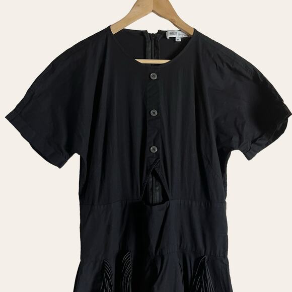 Bibhu Mohapatra Collective Black Cutout Fringe Asymmetric Midi Dress Size 14 - Picture 8 of 16